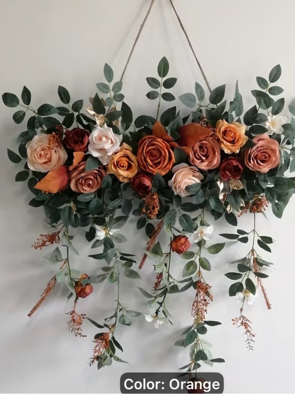 Orange Rose Hanging Floral door Garland - Home Accents
